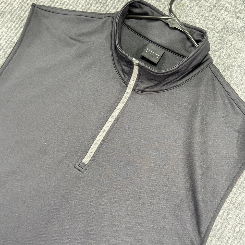 Dunning Golf Pullover Vest Mens XL Black Sleeveless 1/4 Zip Mock Neck Top